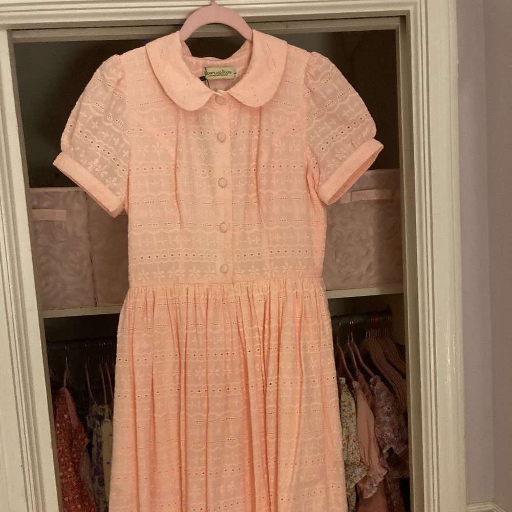 Hearts and Found Amelie dress pink eyelet size L